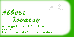 albert kovacsy business card